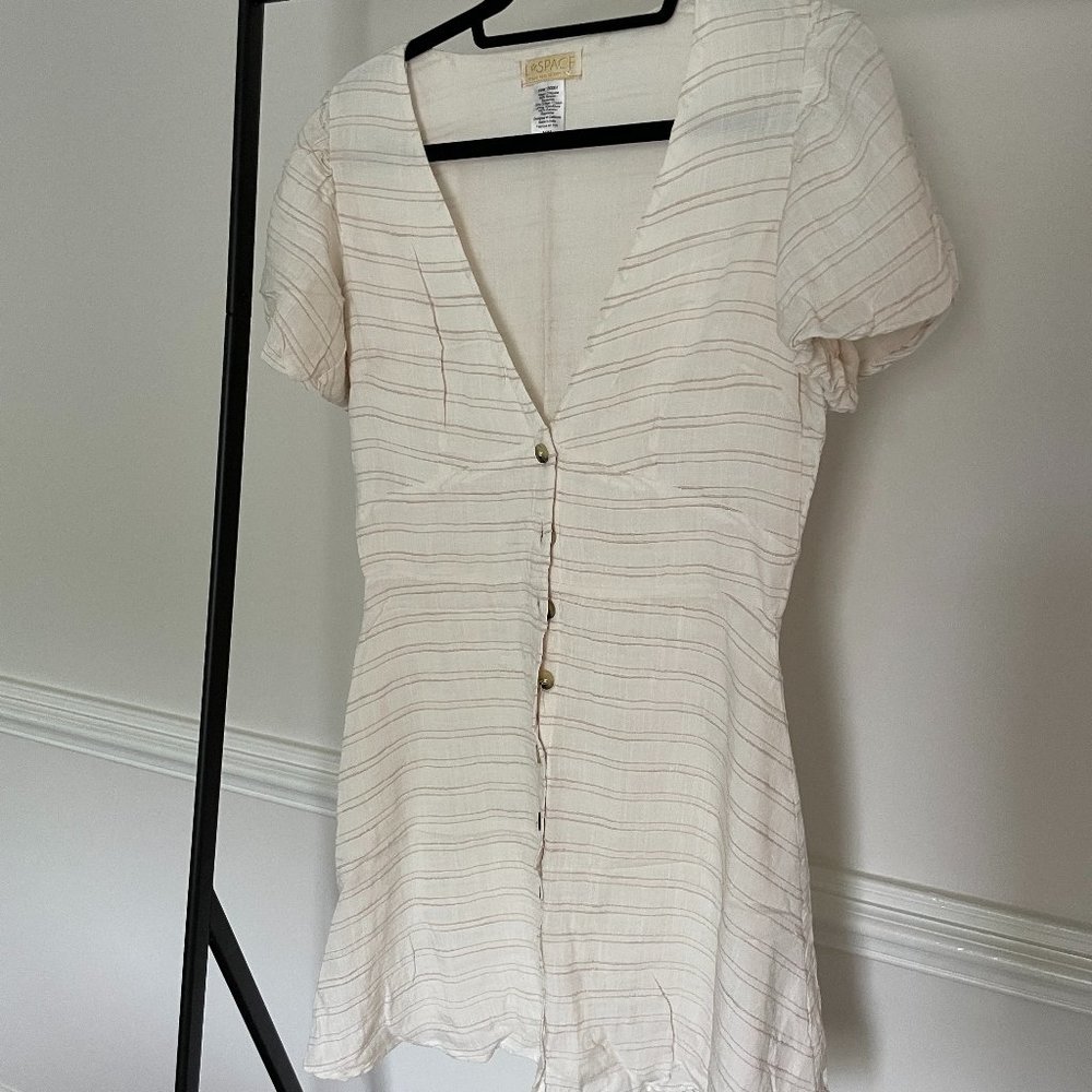 L*Space Cotton Blend White Stripe Dress